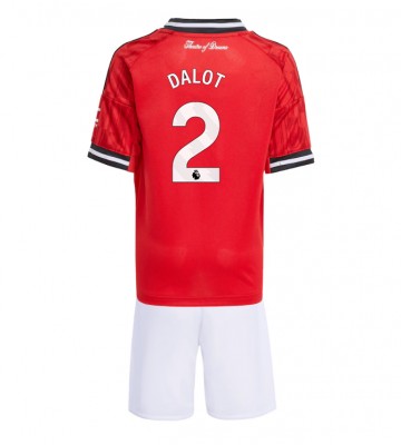 Manchester United Diogo Dalot #2 Hjemmebanetrøje Børn 2025-26 Kortærmet (+ Korte bukser)